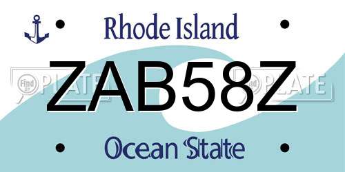ZAB58Z Rhode Island License Plate