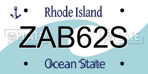 ZAB62S Rhode Island License Plate