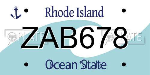 ZAB678 Rhode Island License Plate