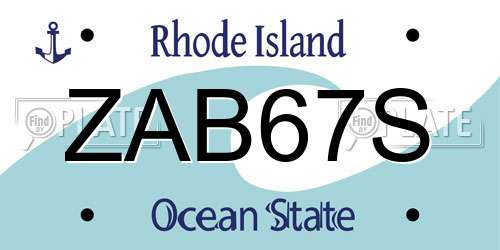 ZAB67S Rhode Island License Plate