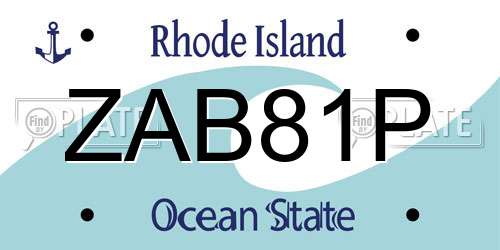 ZAB81P Rhode Island License Plate