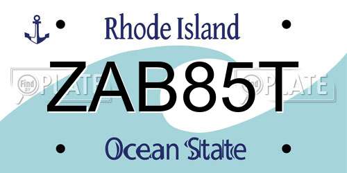 ZAB85T Rhode Island License Plate