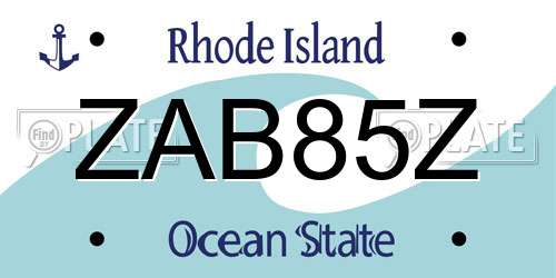 ZAB85Z Rhode Island License Plate