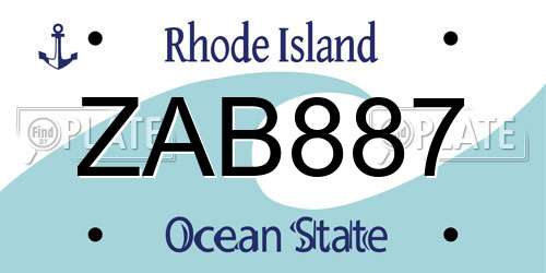 ZAB887 Rhode Island License Plate