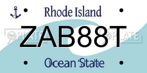 ZAB88T Rhode Island License Plate