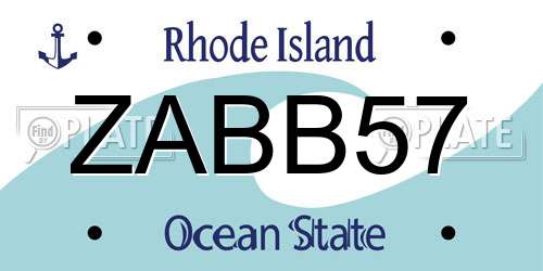 ZABB57 Rhode Island License Plate