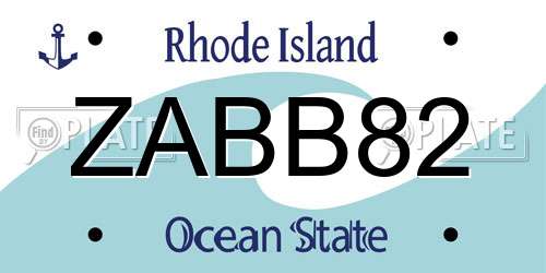 ZABB82 Rhode Island License Plate