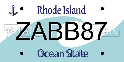 ZABB87 Rhode Island License Plate