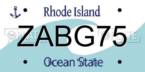 ZABG75 Rhode Island License Plate