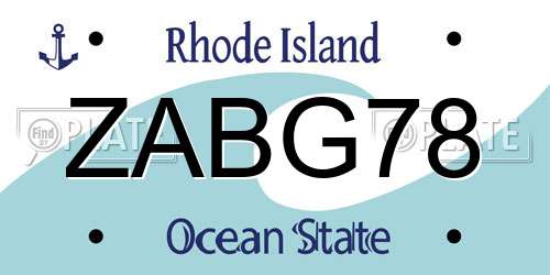ZABG78 Rhode Island License Plate