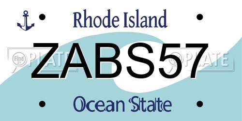 ZABS57 Rhode Island License Plate
