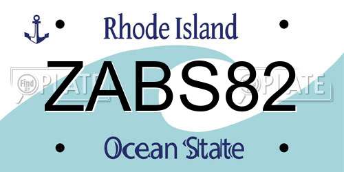 ZABS82 Rhode Island License Plate