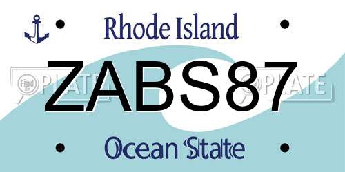 ZABS87 Rhode Island License Plate