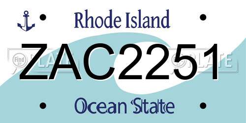 ZAC2251 Rhode Island License Plate