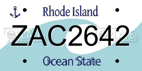 ZAC2642 Rhode Island License Plate
