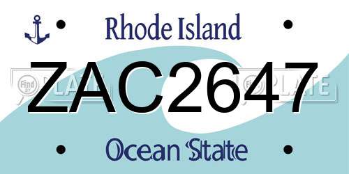 ZAC2647 Rhode Island License Plate