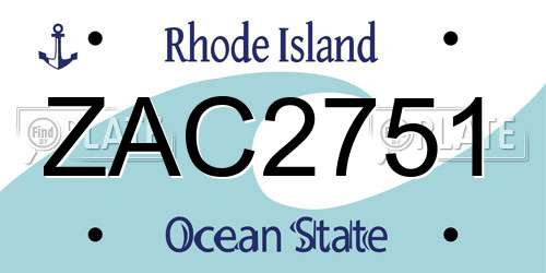 ZAC2751 Rhode Island License Plate