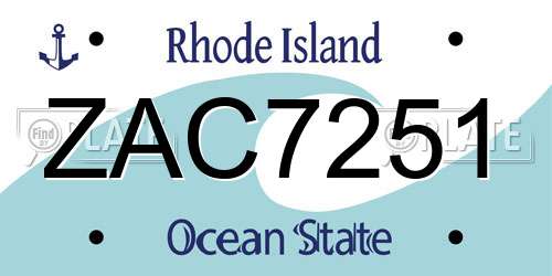 ZAC7251 Rhode Island License Plate