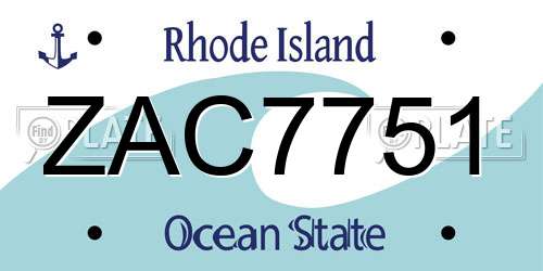 ZAC7751 Rhode Island License Plate