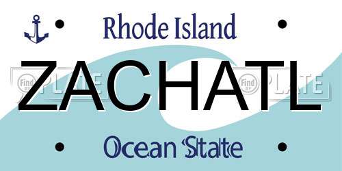 ZACHATL Rhode Island License Plate