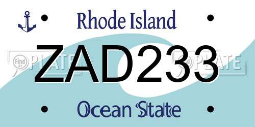 ZAD233 Rhode Island License Plate