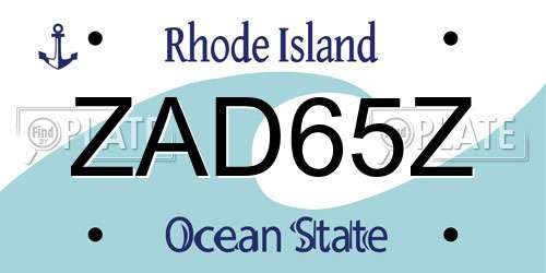 ZAD65Z Rhode Island License Plate