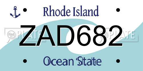 ZAD682 Rhode Island License Plate