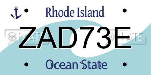 ZAD73E Rhode Island License Plate