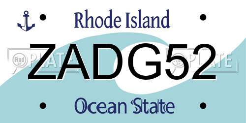 ZADG52 Rhode Island License Plate