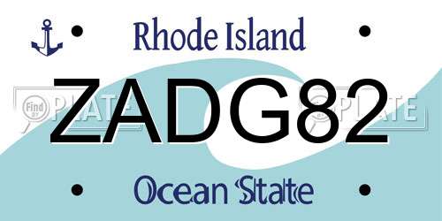 ZADG82 Rhode Island License Plate