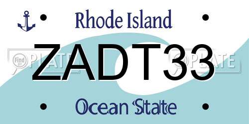ZADT33 Rhode Island License Plate