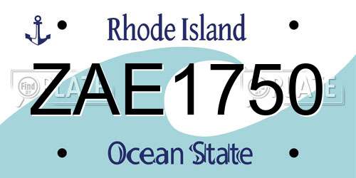 ZAE1750 Rhode Island License Plate