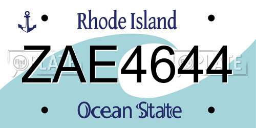 ZAE4644 Rhode Island License Plate
