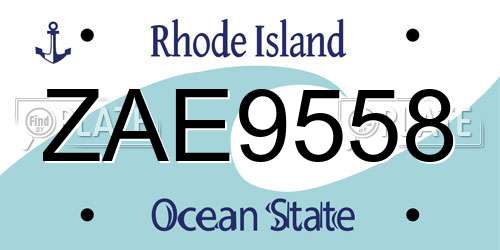 ZAE9558 Rhode Island License Plate