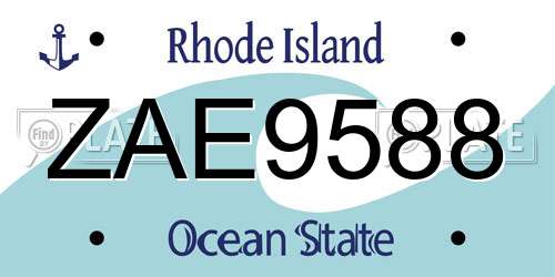 ZAE9588 Rhode Island License Plate