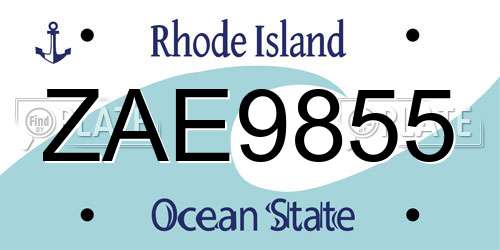ZAE9855 Rhode Island License Plate