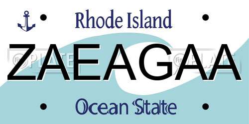 ZAEAGAA Rhode Island License Plate