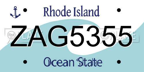 ZAG5355 Rhode Island License Plate