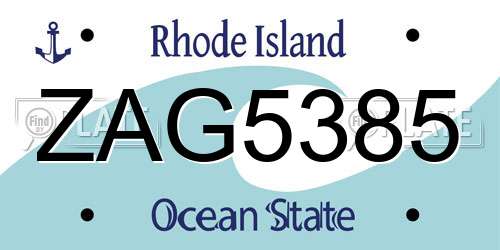 ZAG5385 Rhode Island License Plate