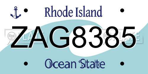 ZAG8385 Rhode Island License Plate