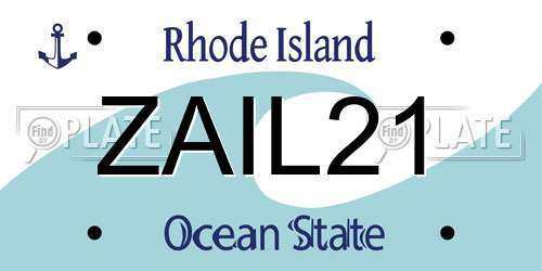 ZAIL21 Rhode Island License Plate