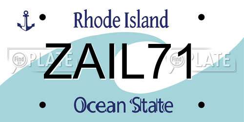 ZAIL71 Rhode Island License Plate