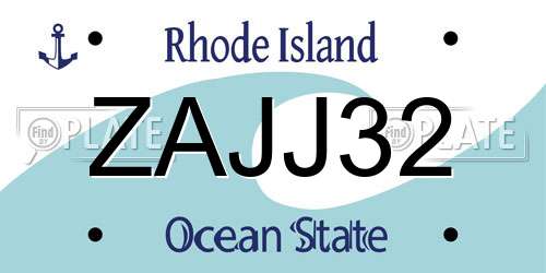 ZAJJ32 Rhode Island License Plate