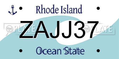 ZAJJ37 Rhode Island License Plate