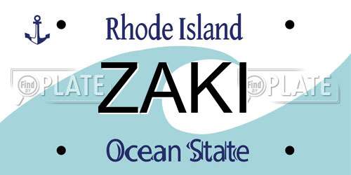 ZAKI Rhode Island License Plate