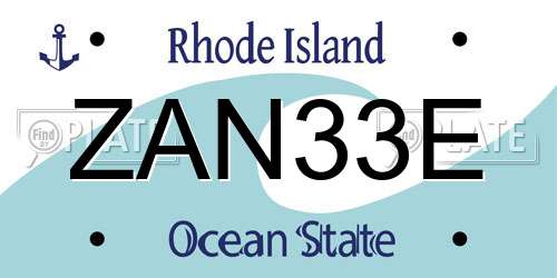 ZAN33E Rhode Island License Plate