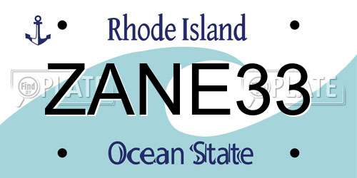 ZANE33 Rhode Island License Plate