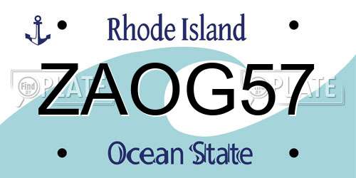 ZAOG57 Rhode Island License Plate