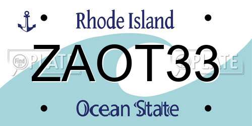 ZAOT33 Rhode Island License Plate