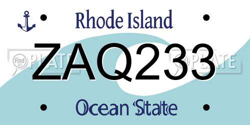 ZAQ233 Rhode Island License Plate